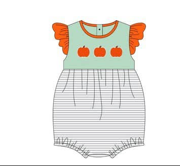 French Knot Triple Pumpkins Girls Bubble