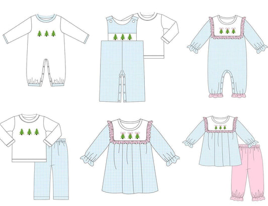 Pink & Blue Triple Christmas Trees Dress
