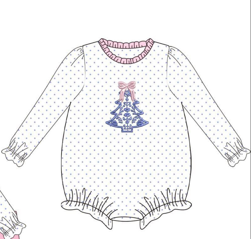 Bitty Dot Pink & Blue Christmas Tree Bubble