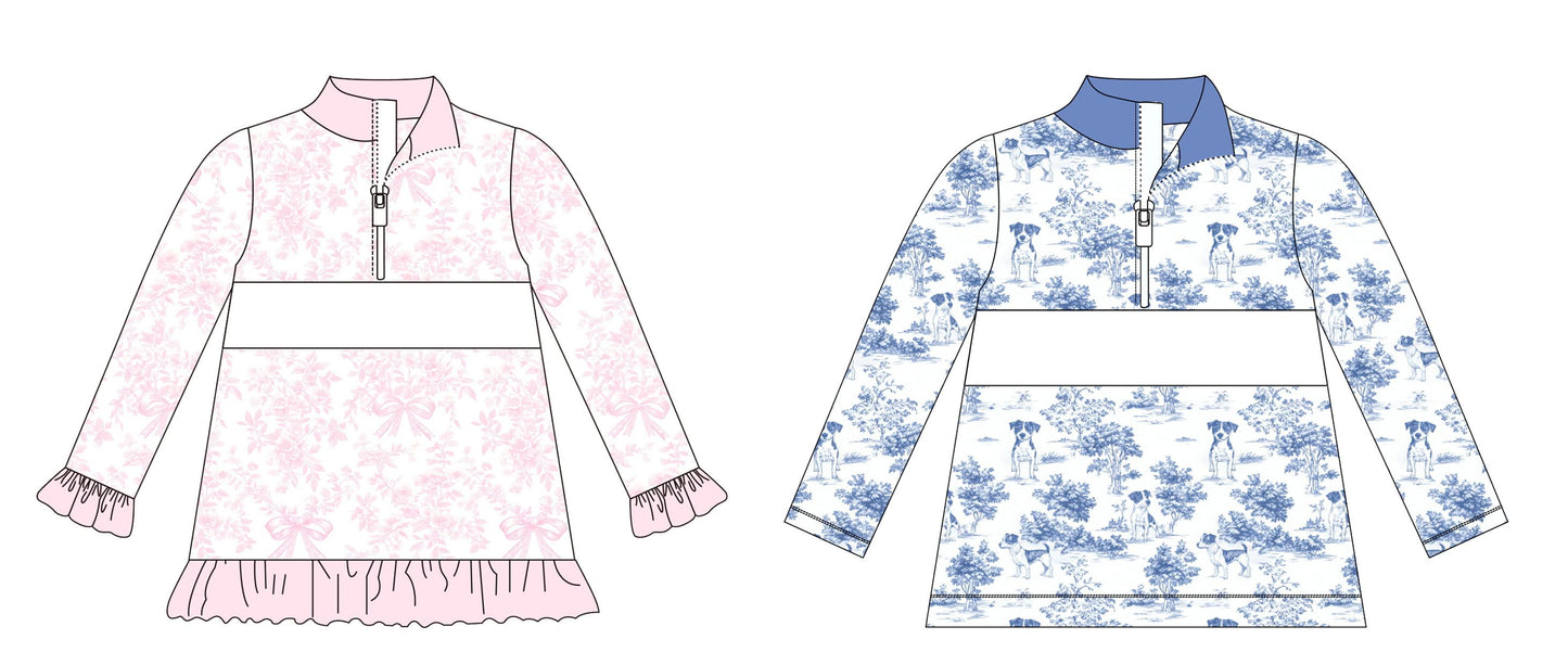 Vintage Dog & Floral Quarter Zip