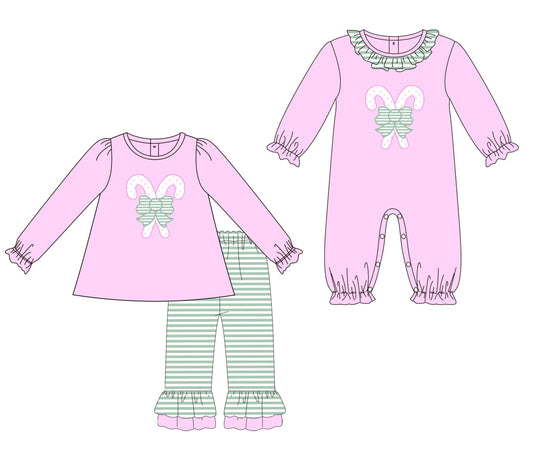 Pink & Green Candy Canes Pant Set