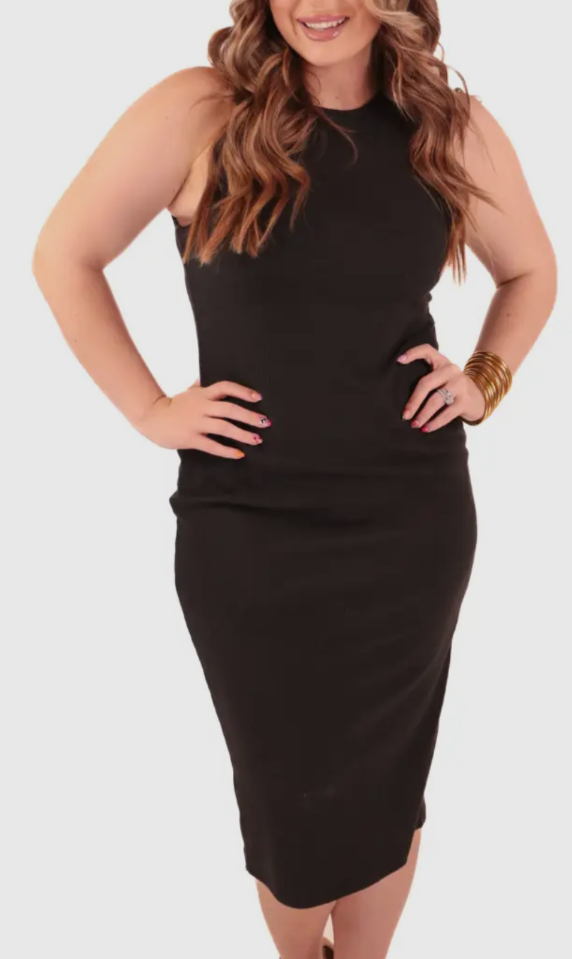 Black Bodycon Midi Dress