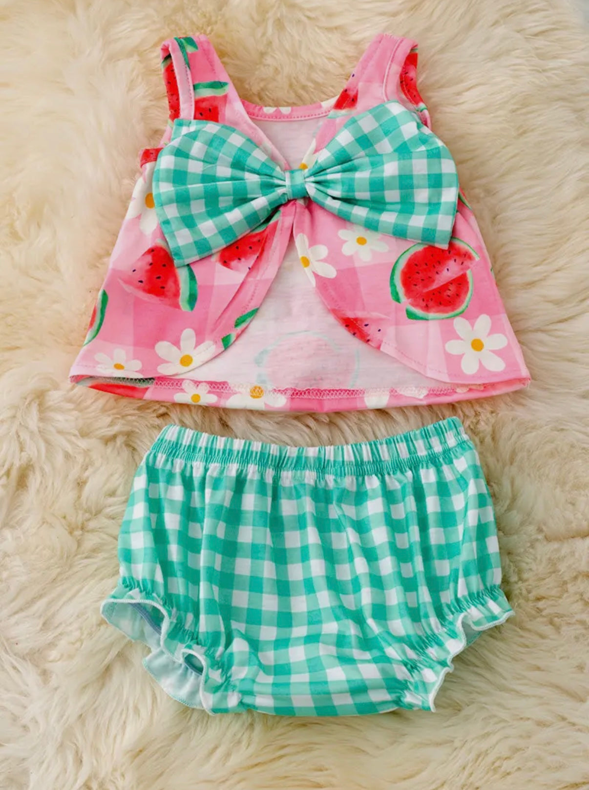 Watermelon Gingham Bloomer Set