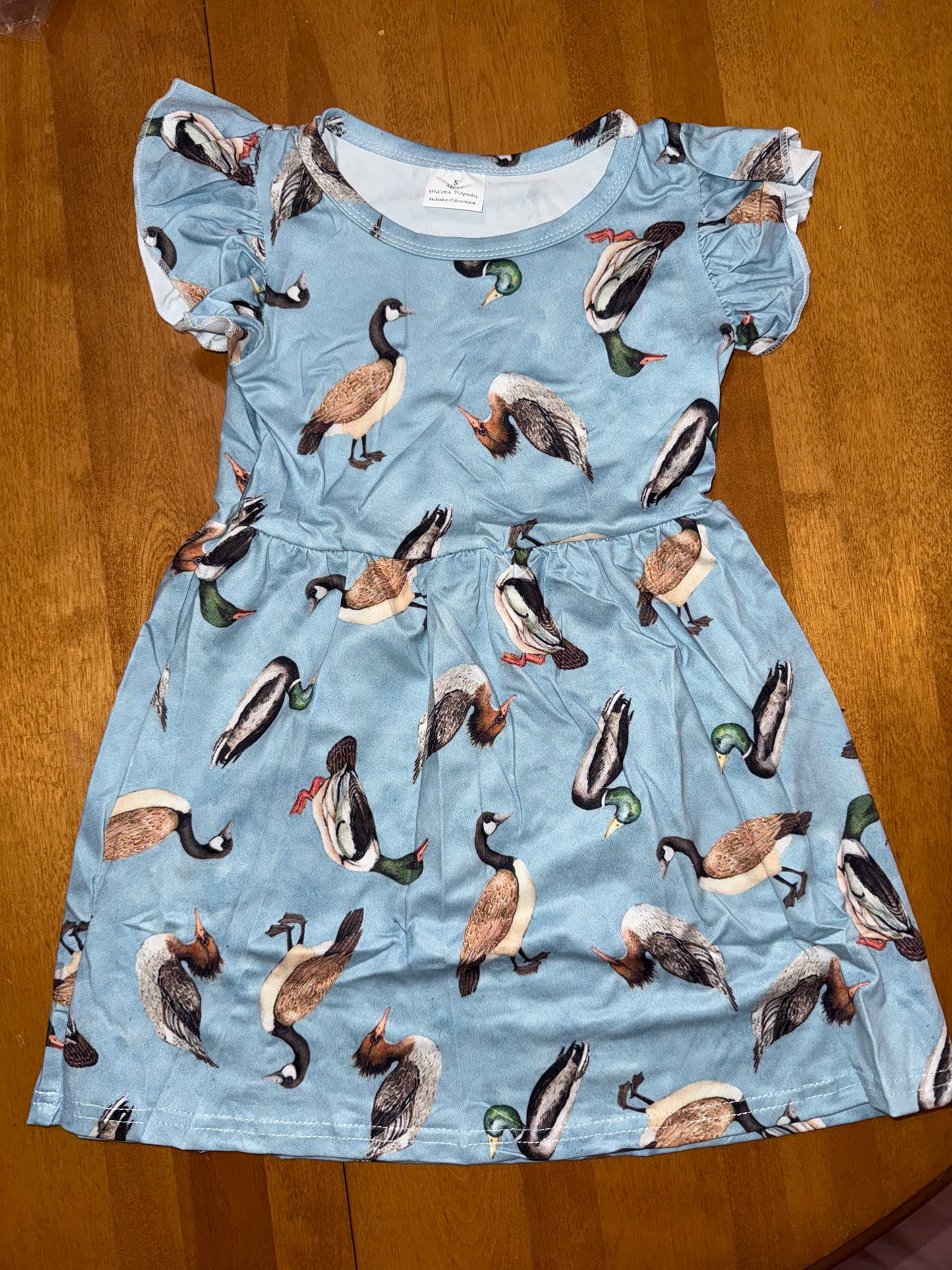 Light Blue Ducks Swing Dress