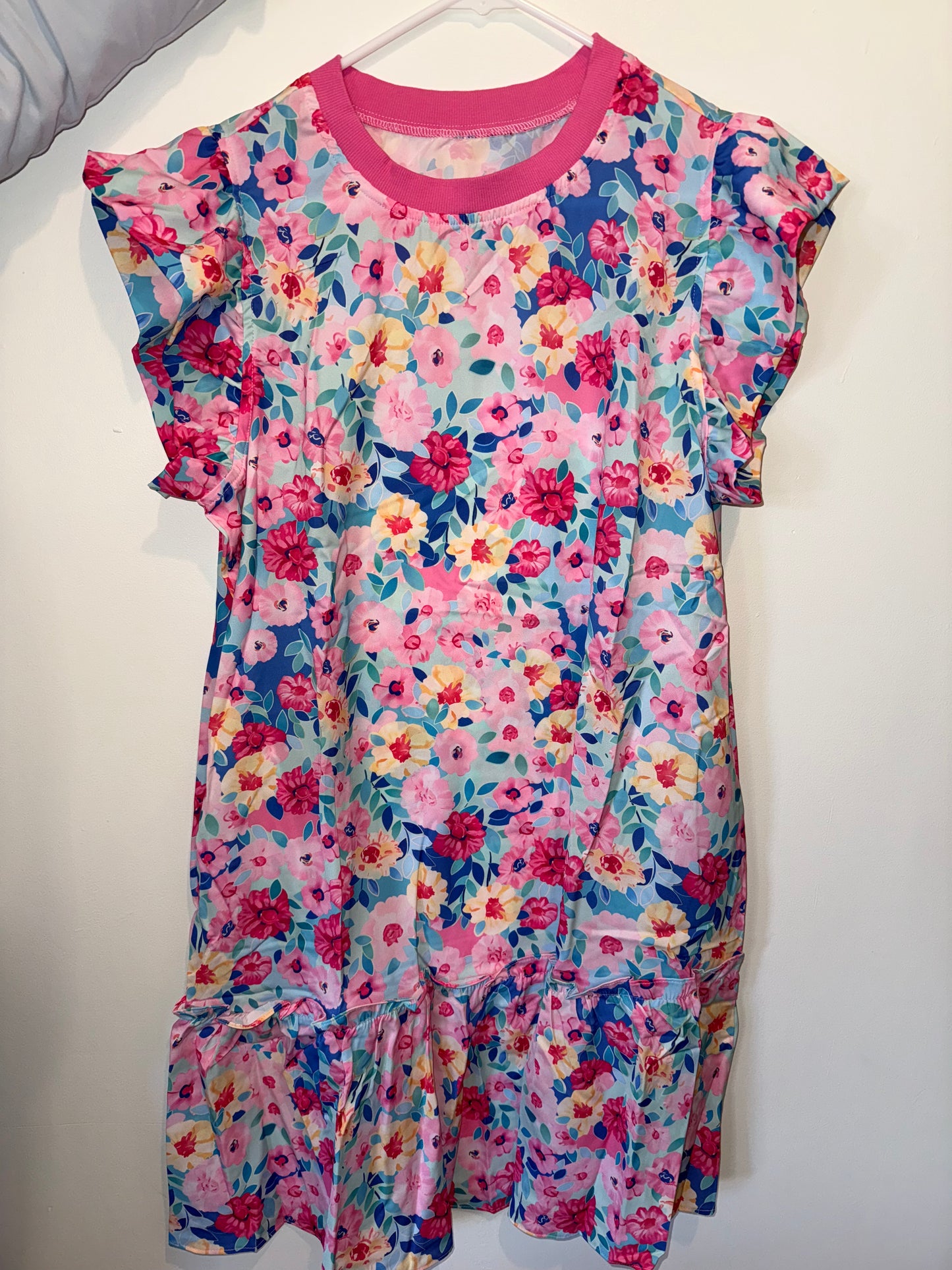 Pink Floral Mini Dress