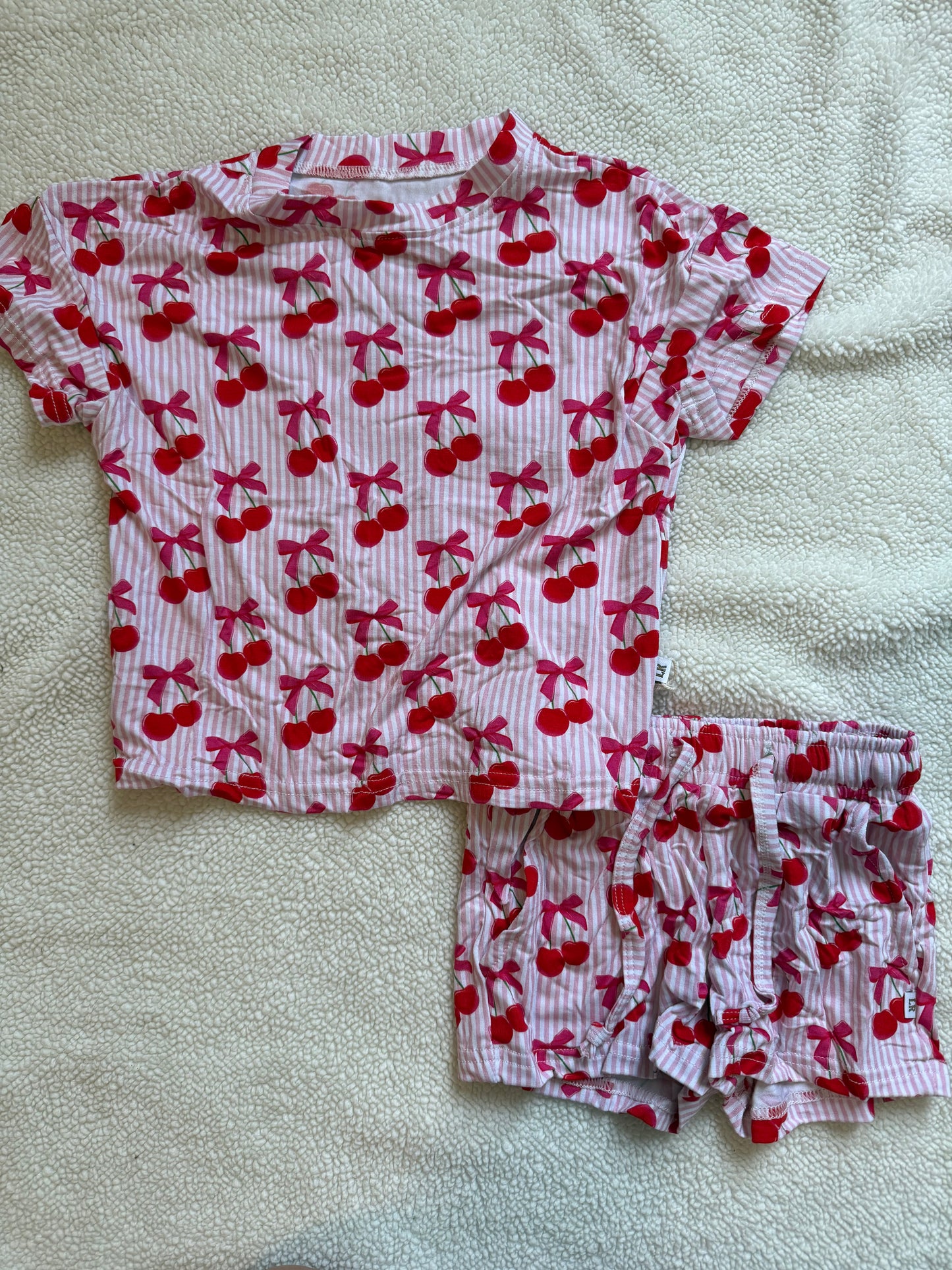 Cherries & Stripes Short Pajama Bamboo Set