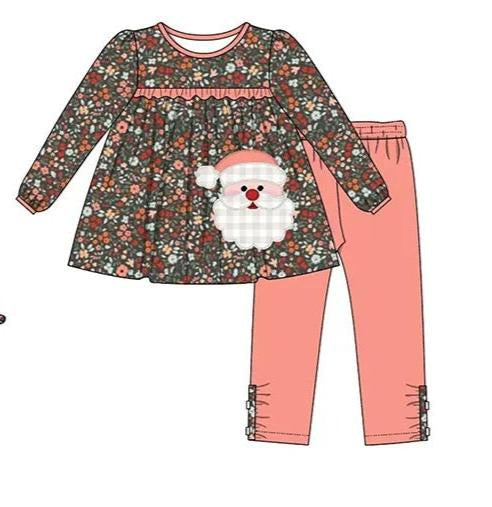 Dark Floral Santa Pant Set