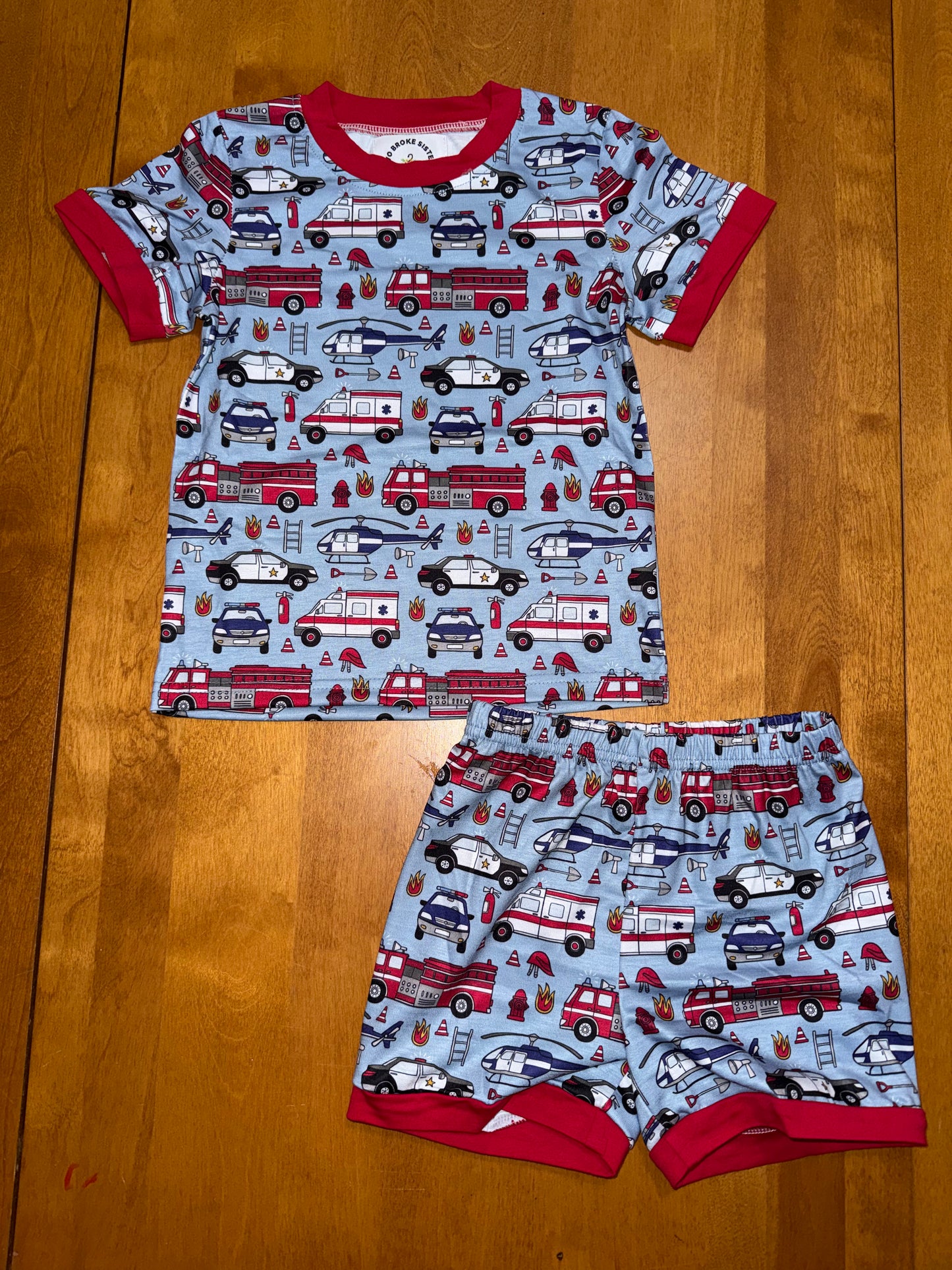 Emergency Vehicles Pajama Short Set