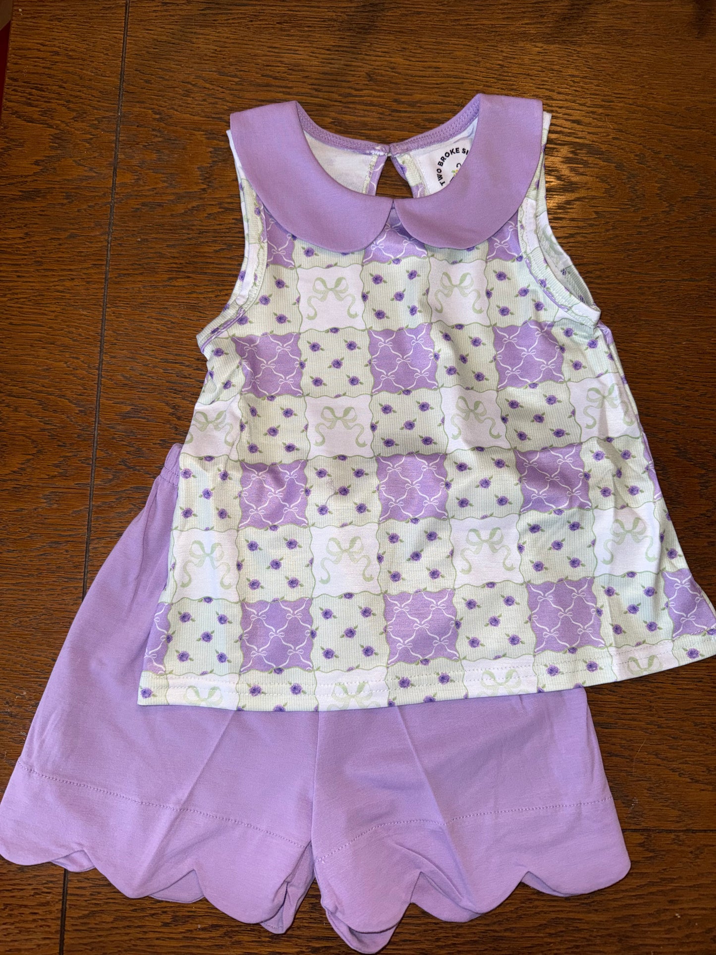 Purple & Green Patchwork Short Set