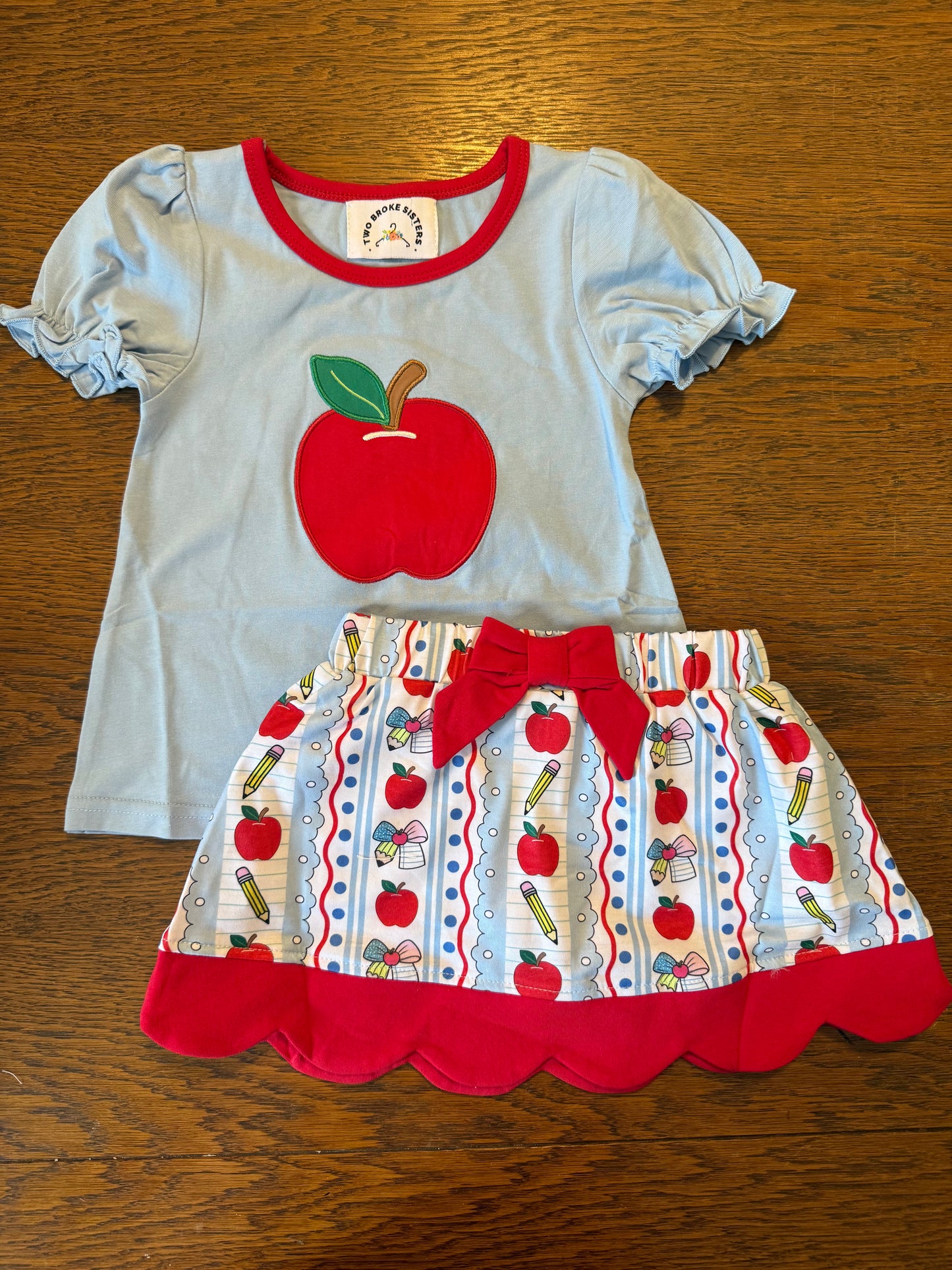 Light Blue Apple Skort Set