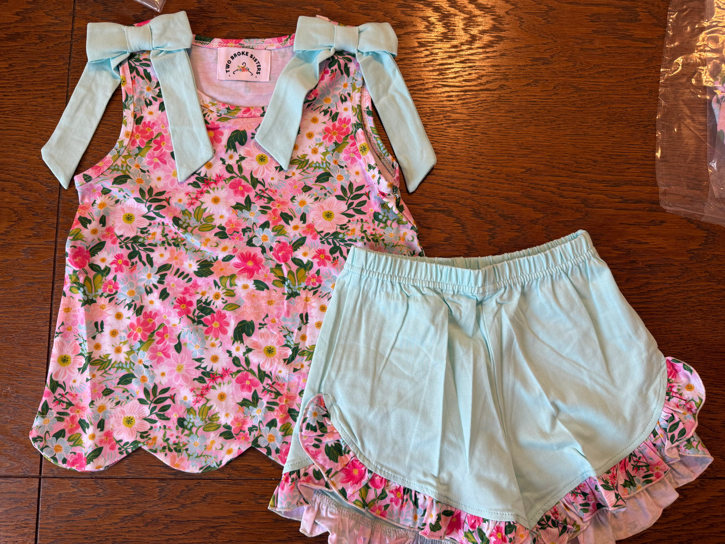 Aqua Floral Short Set