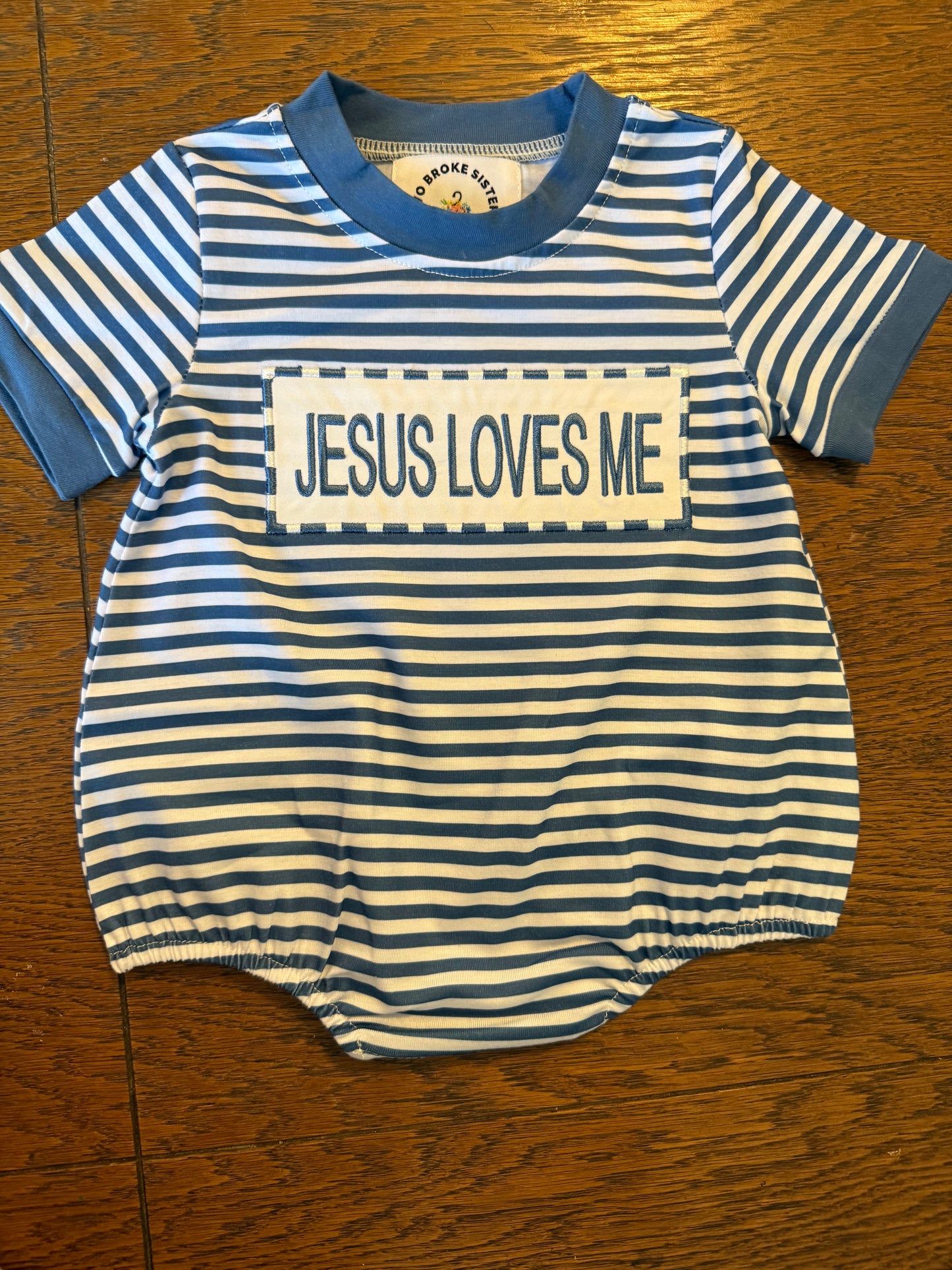 Blue Stripe Jesus Loves Me Bubble