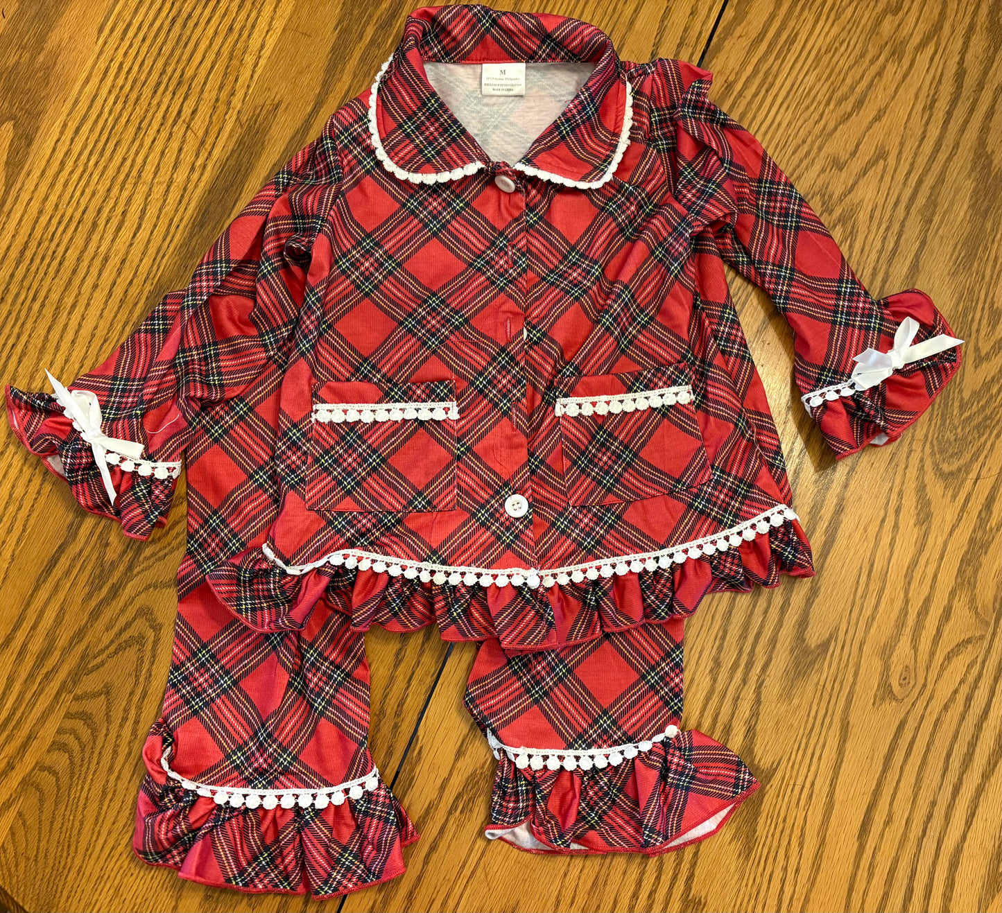 Girls Red Plaid Pajamas