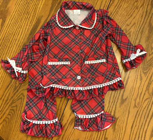 Girls Red Plaid Pajamas