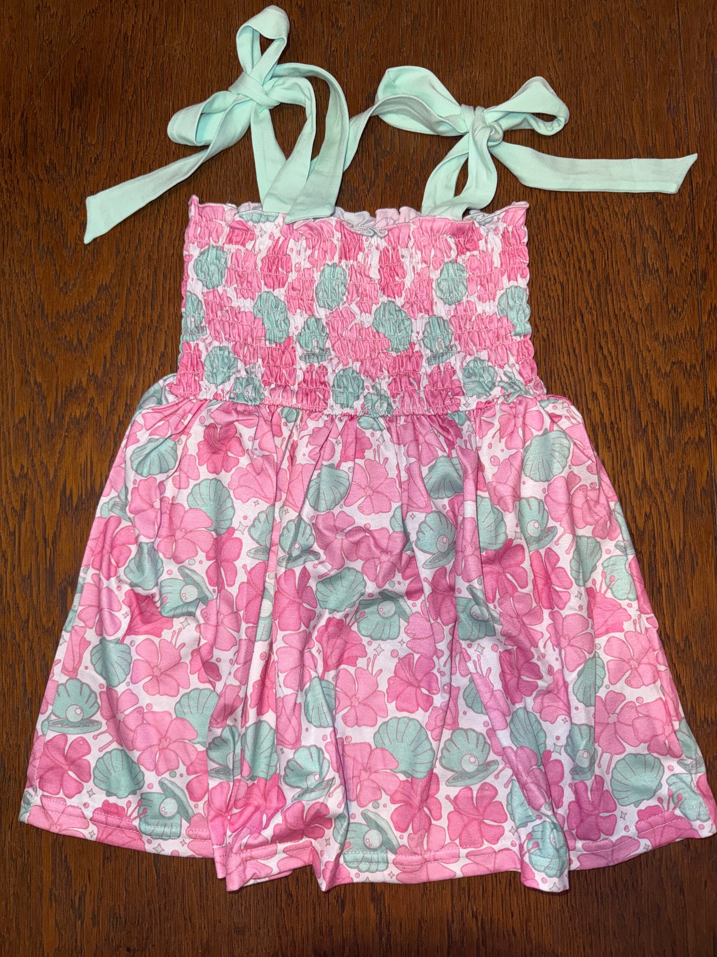 Pink and Blue Flowers and Seashells Dress
