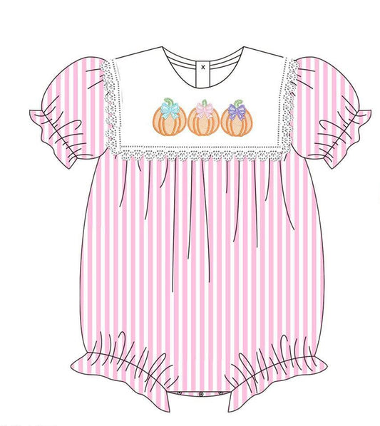 Pink Striped Bow Pumpkins Bubble