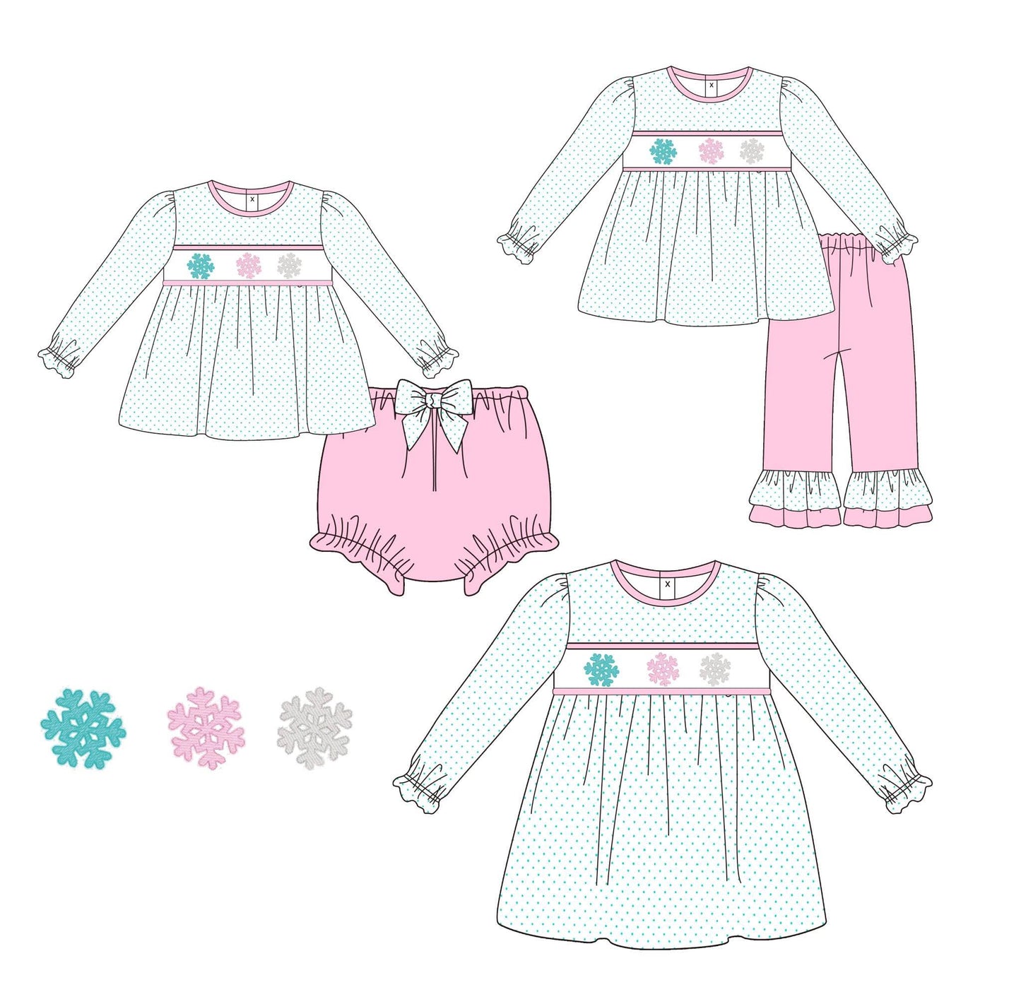 Bitty Dot Triple Snowflake