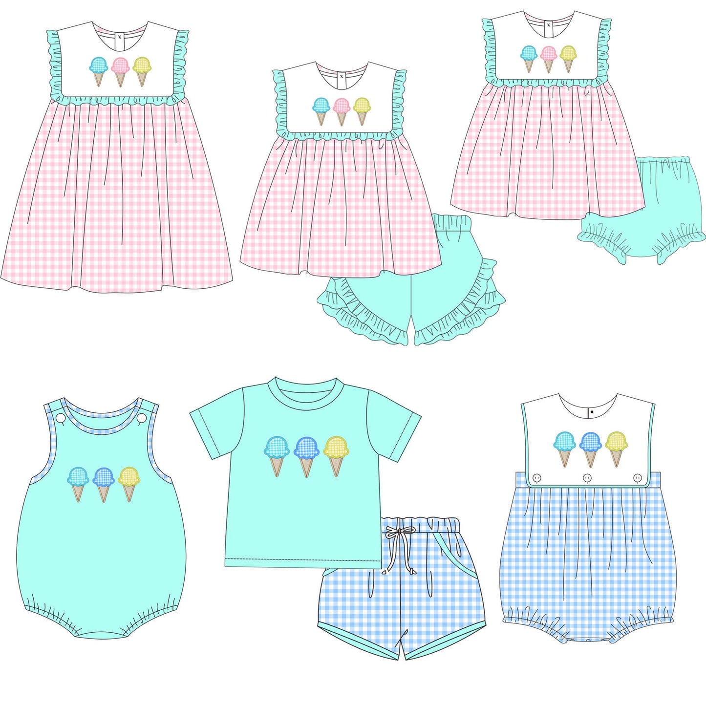 Pastel Plaid Triple Ice Creams