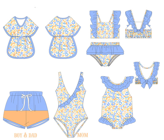 Family Blue & Yellow Cheetah Swim