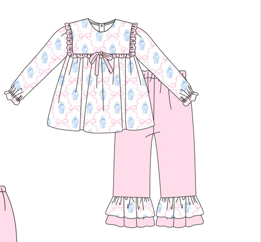 Pink & Blue Chinoiserie Vase Pant Sets