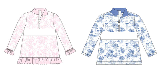 Vintage Dog & Floral Quarter Zip