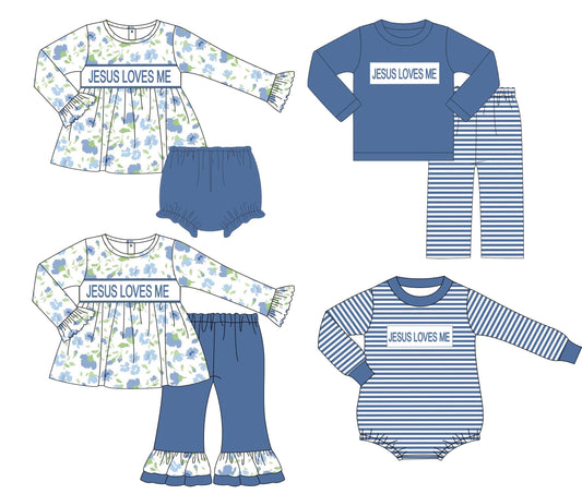 Blue Jesus Loves Me Pant Sets