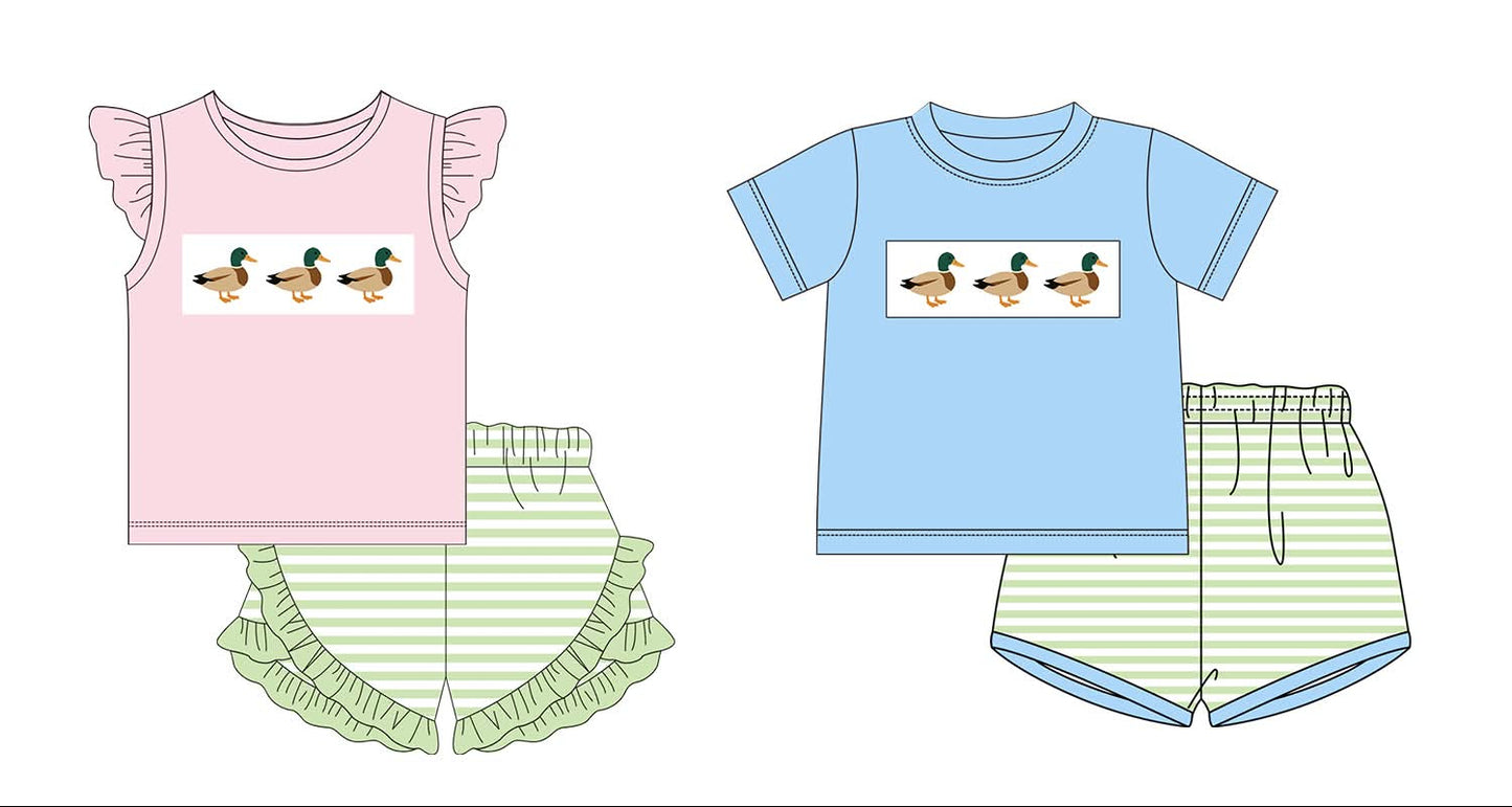 Green Stripe Three Ducks