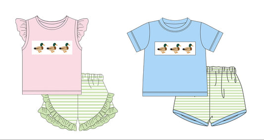 Green Stripe Three Ducks