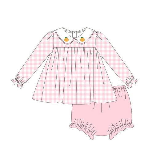 Collared Pumpkin Girls Bloomer Set