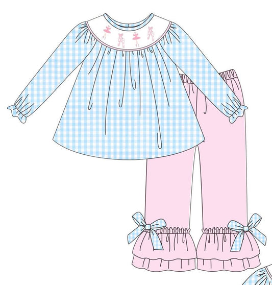 Blue Plaid Ballerina Pant Set