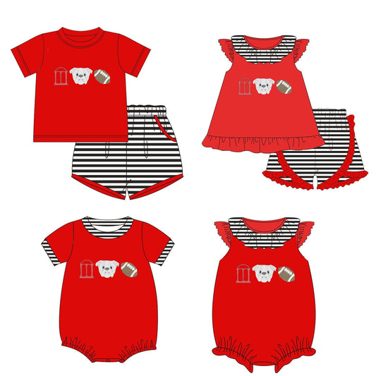 Red & Black and White Stripe Dawgs Sibling Sets