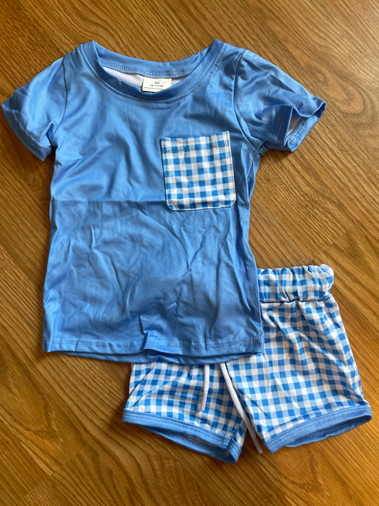 Blue Plaid Short Set