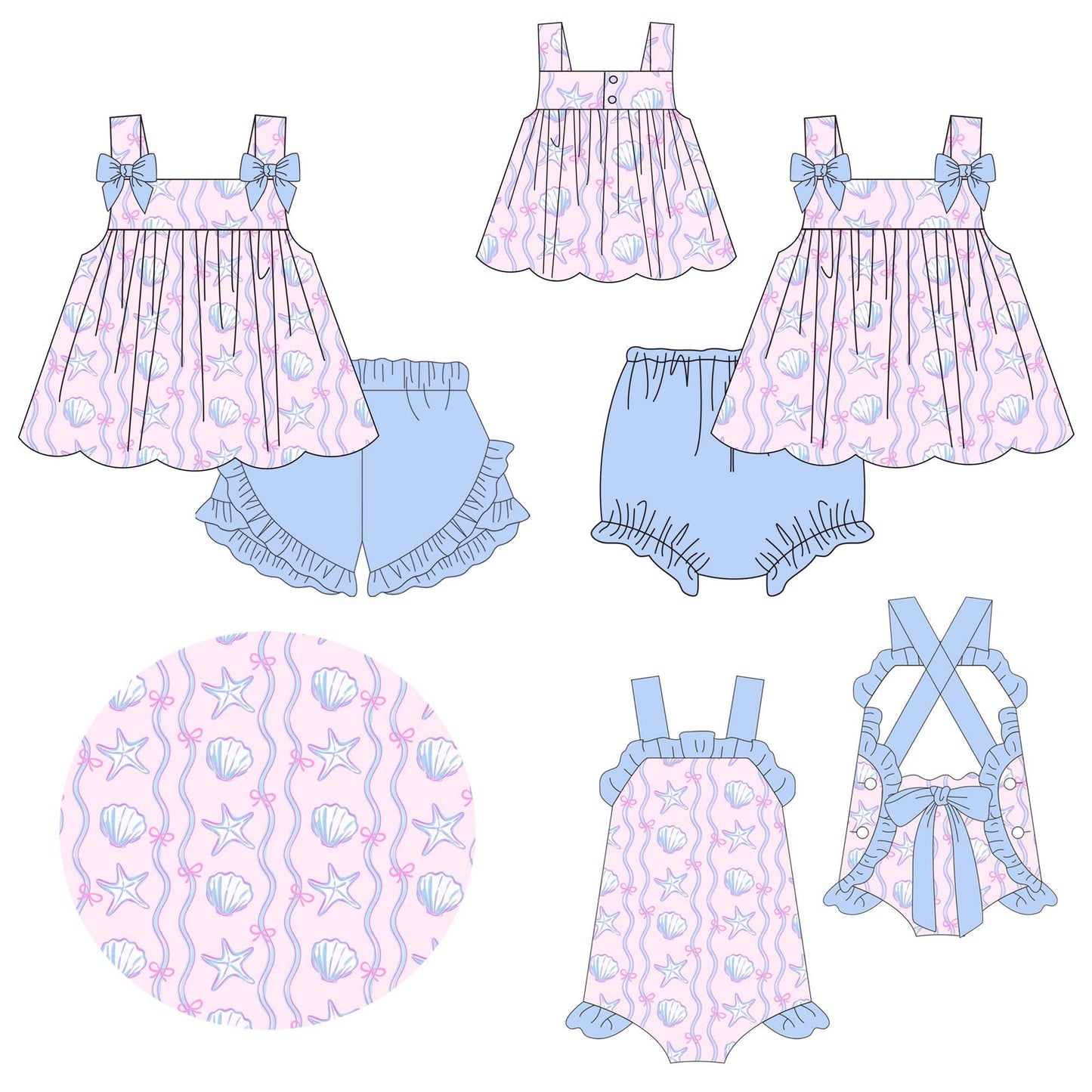 Pink & Blue Seashells