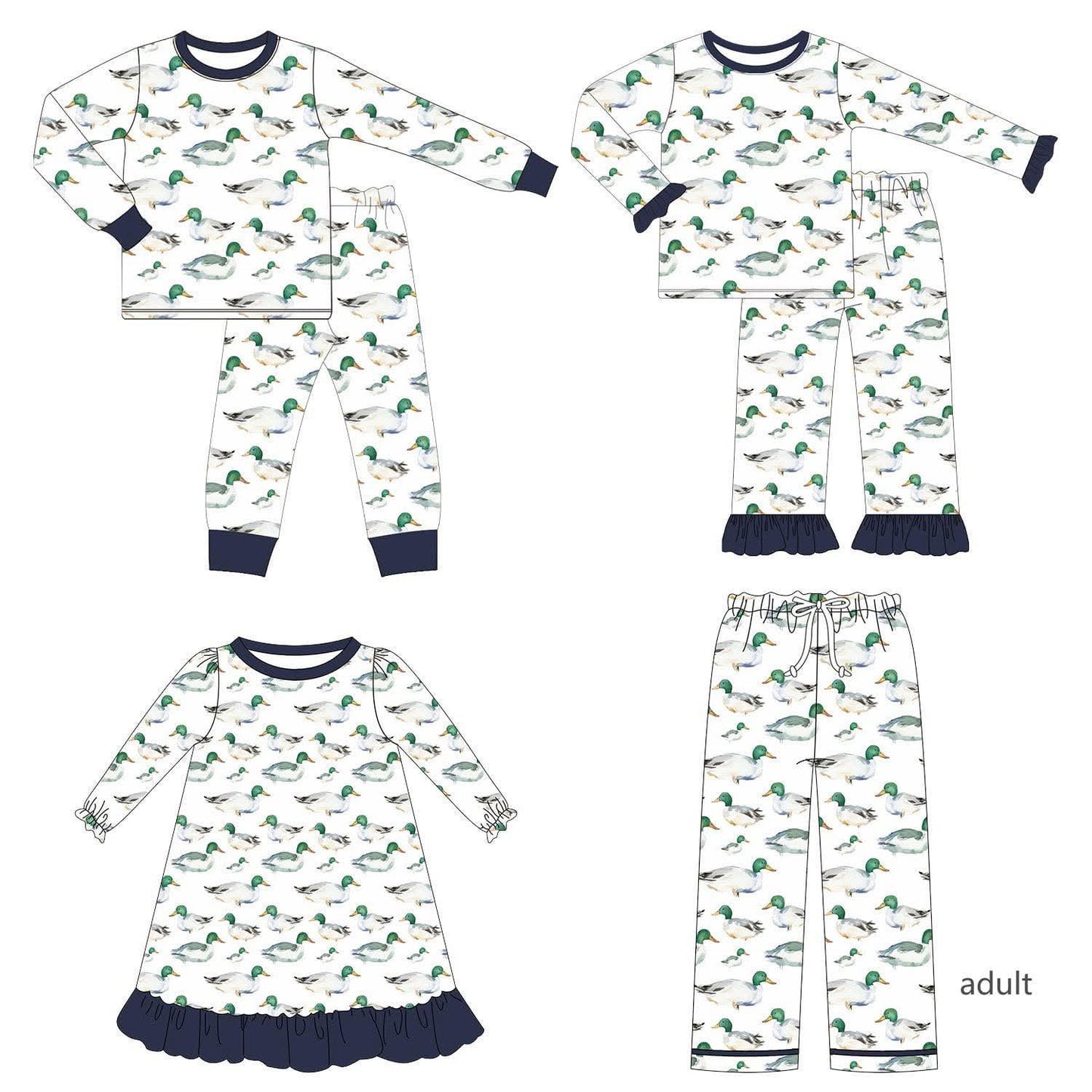 Blue & White Mallard Pajama Sets