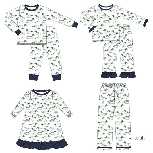 Blue & White Mallard Pajama Sets