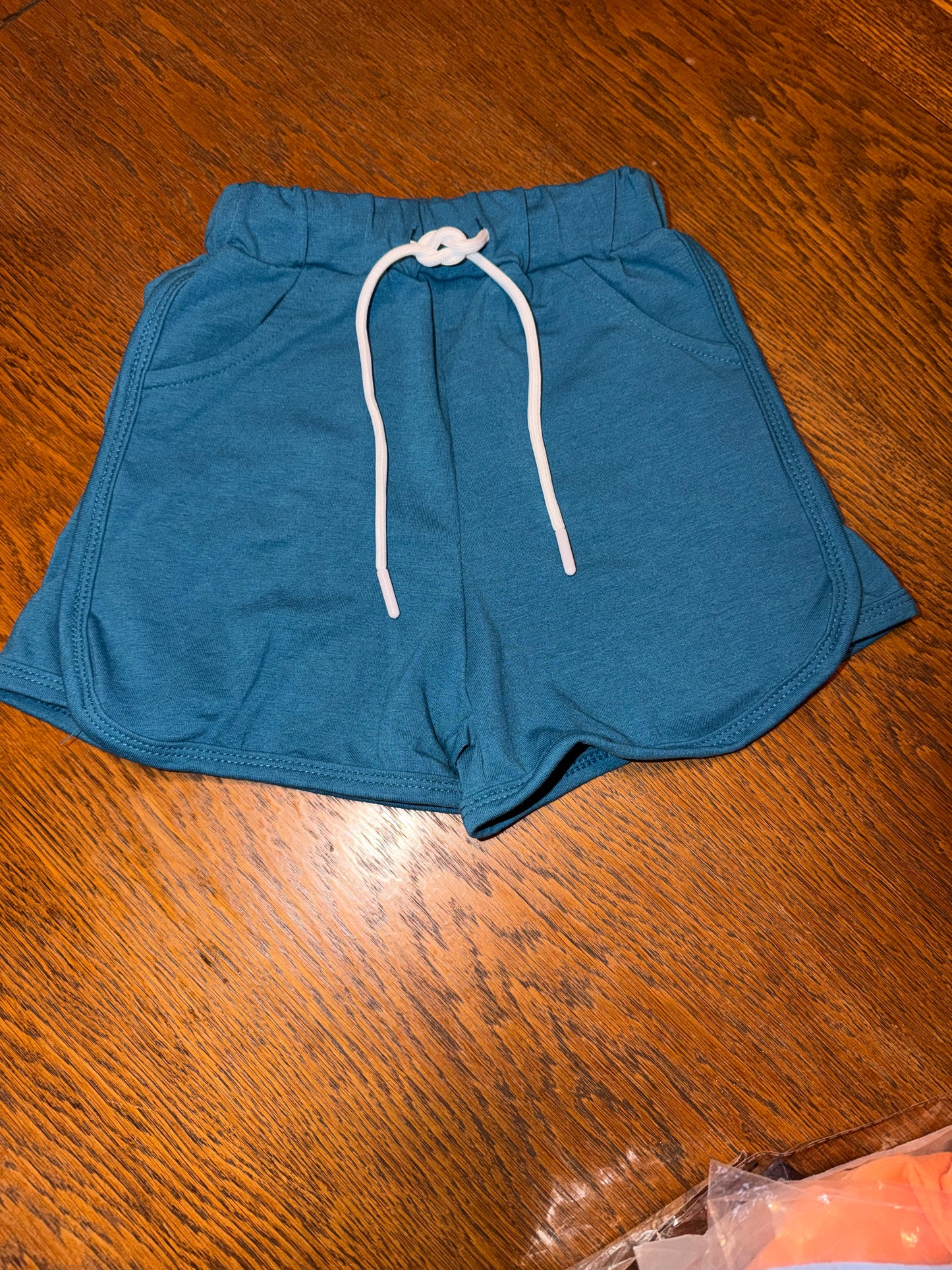 Blue Cotton Drawstring Shorts