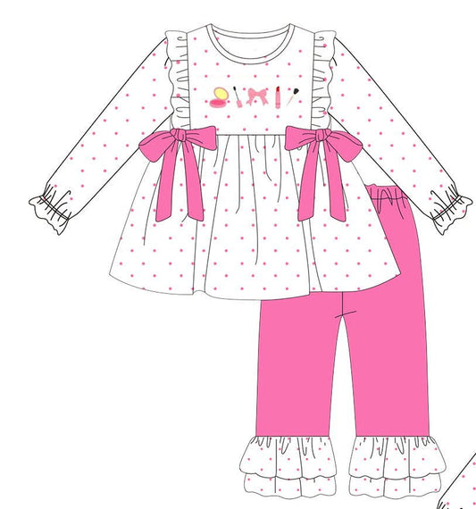 Bitty Dot & Hot Pink Makeup Pant Set