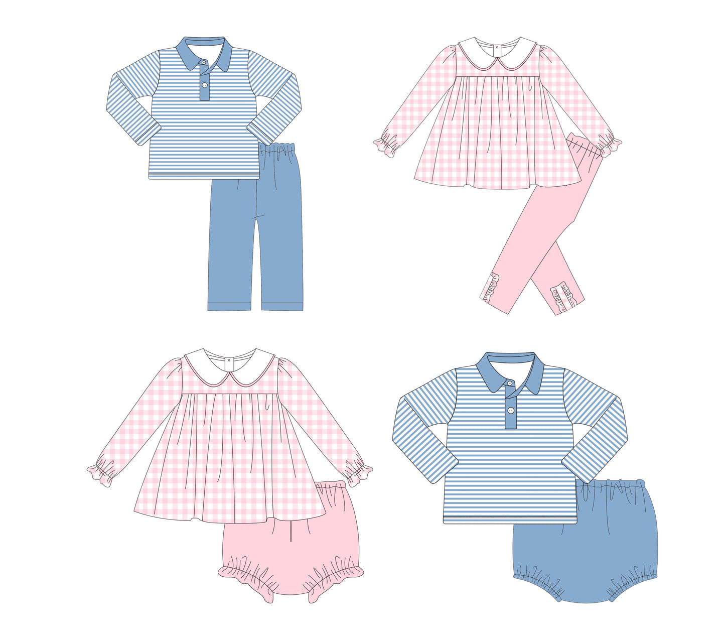 Blue Stripes & Pink Gingham