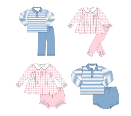 Blue Stripes & Pink Gingham