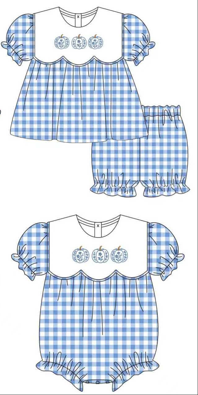 Blue Plaid Peter Pan Pumpkin Collar
