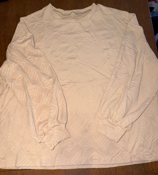 Plus Size Parchment Patterned Long Sleeve Top
