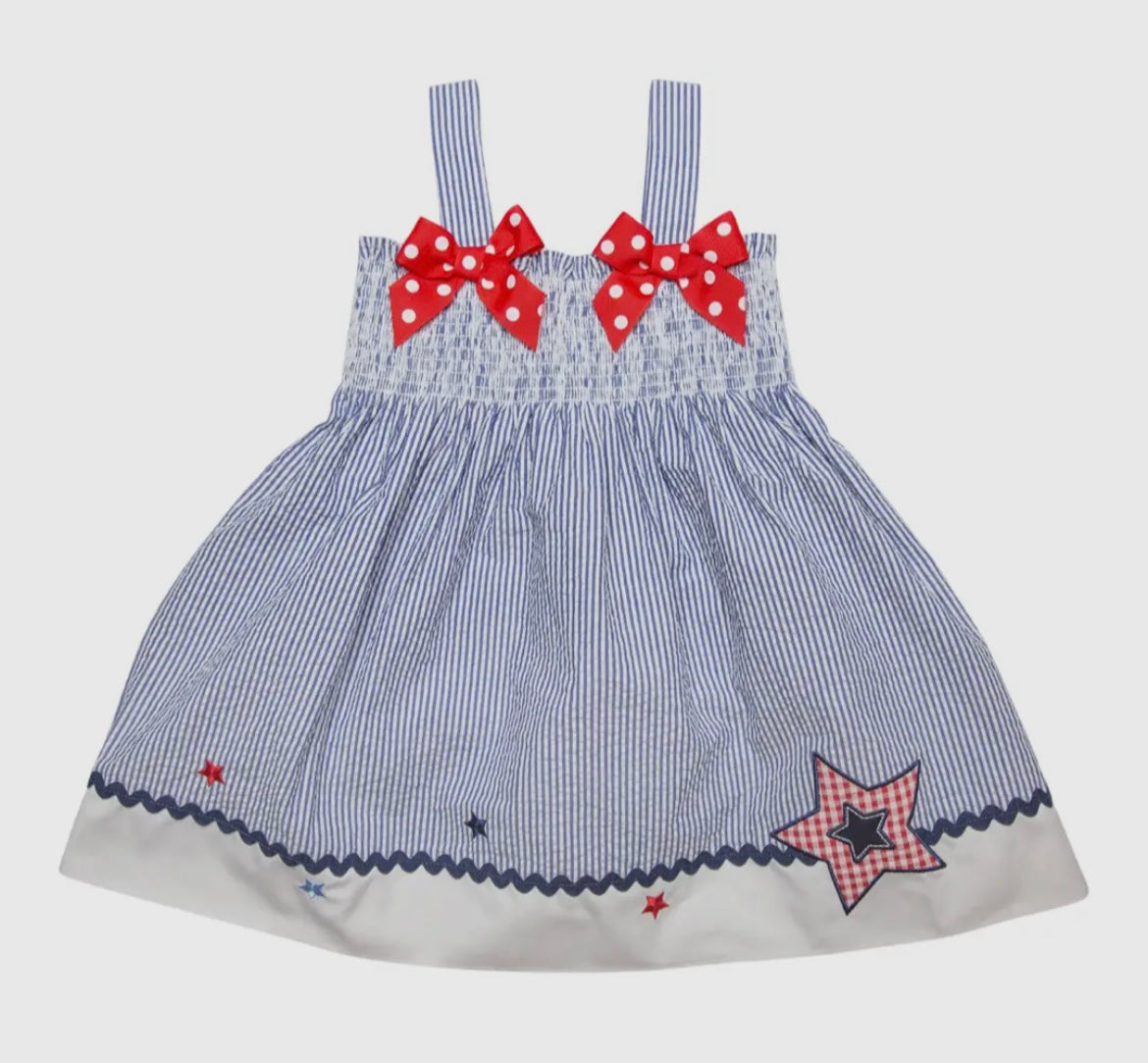 Blue Seersucker Star Dress