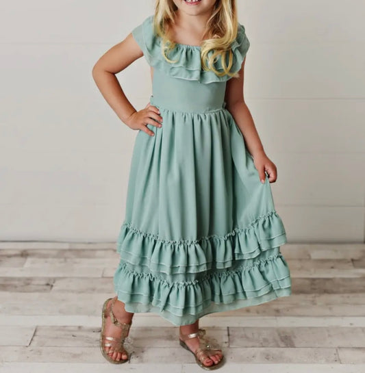 Mint Ruffle Back Dress