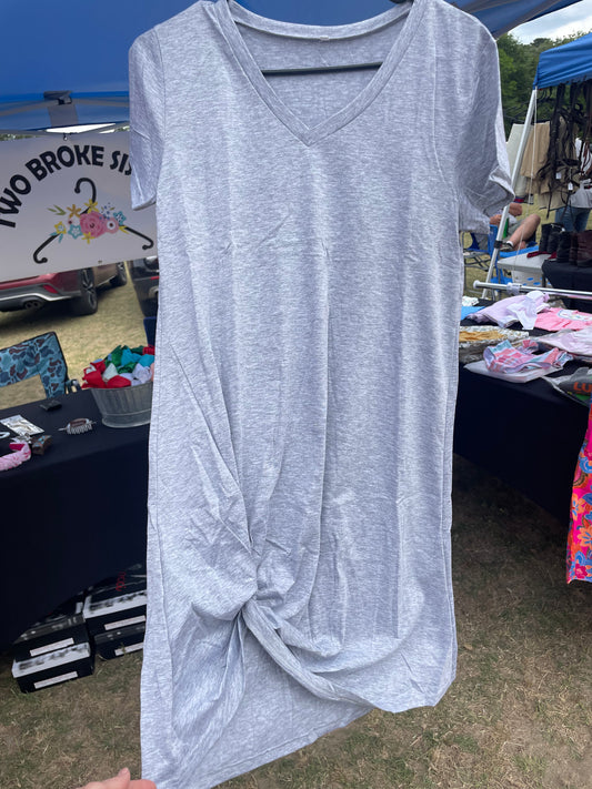 Grey Knotted TShirt Dress