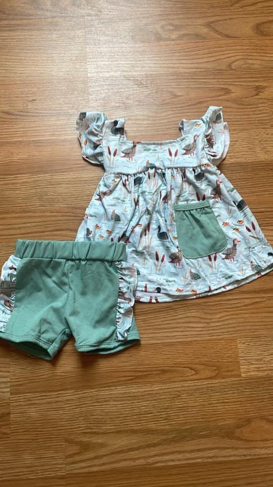 Summer Ducks Ruffle Short Set