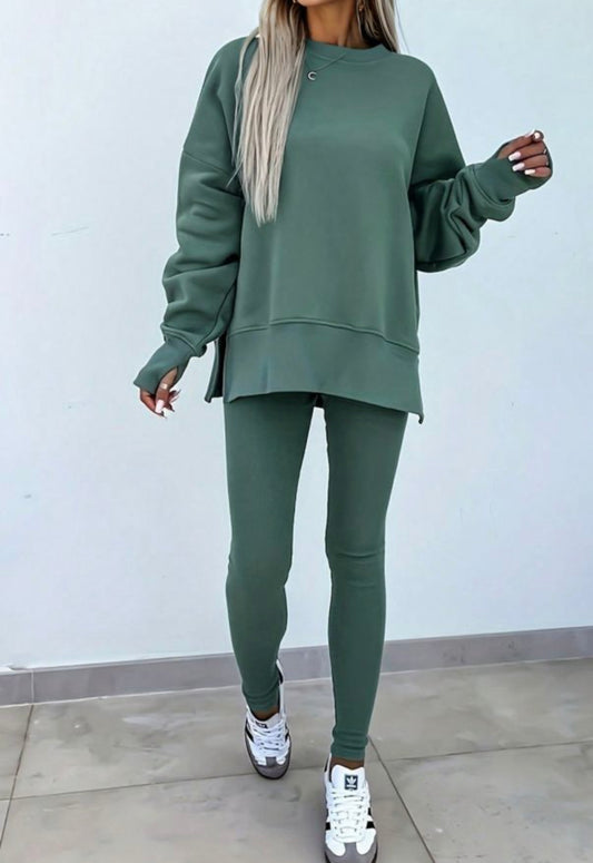 Green Leggings & Oversized Sweater Set