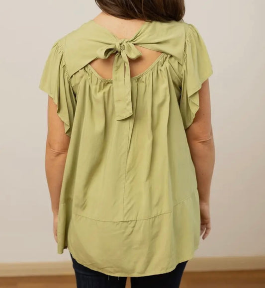 Sage Blouse with Bow