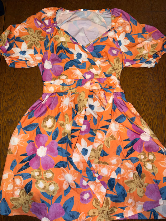 Orange & Purple Floral Dress