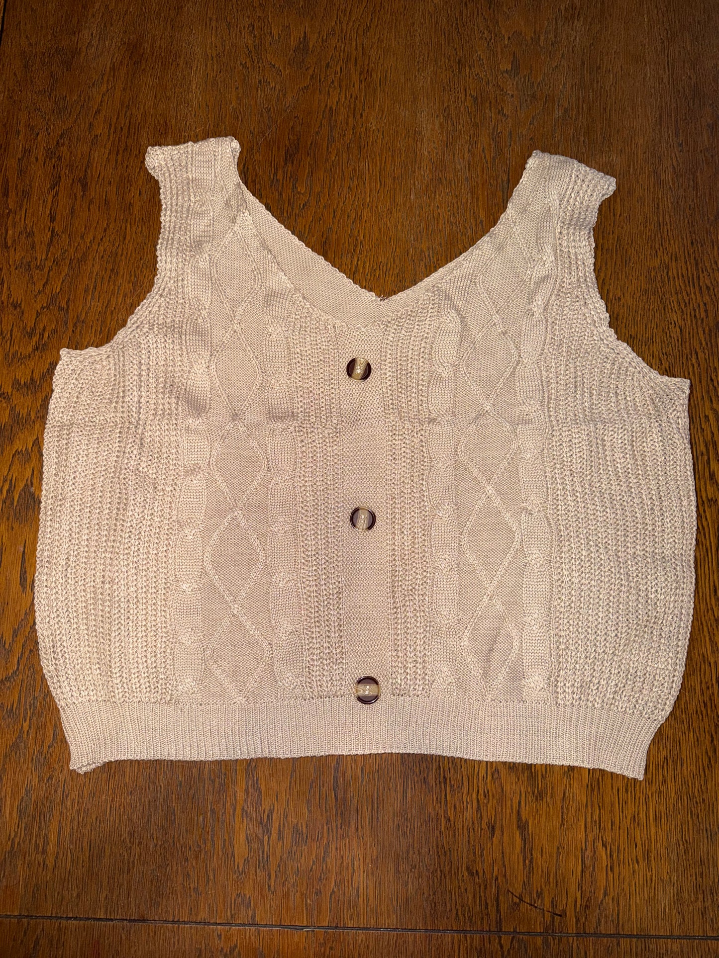 Crop Tan Button Tank