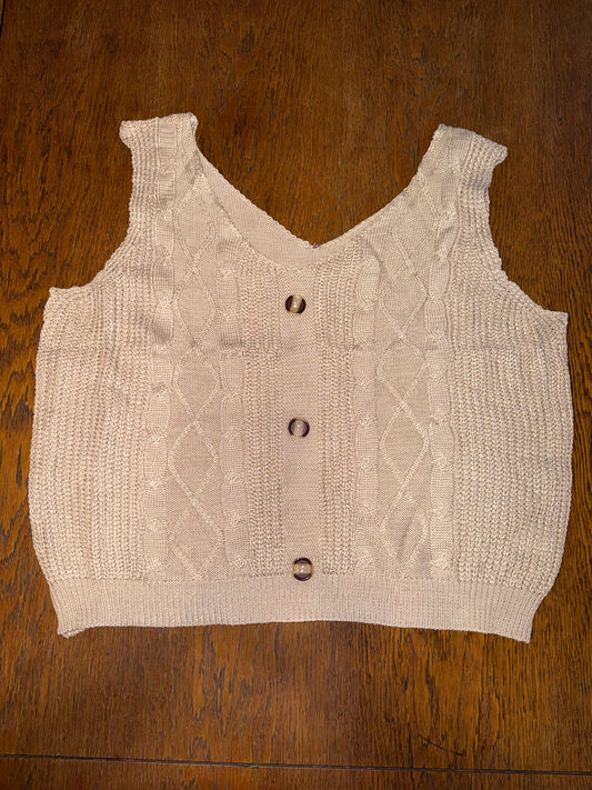 Crop Tan Button Tank